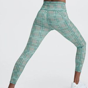 Fabletics Mint and Cream Houndstooth Leggings
